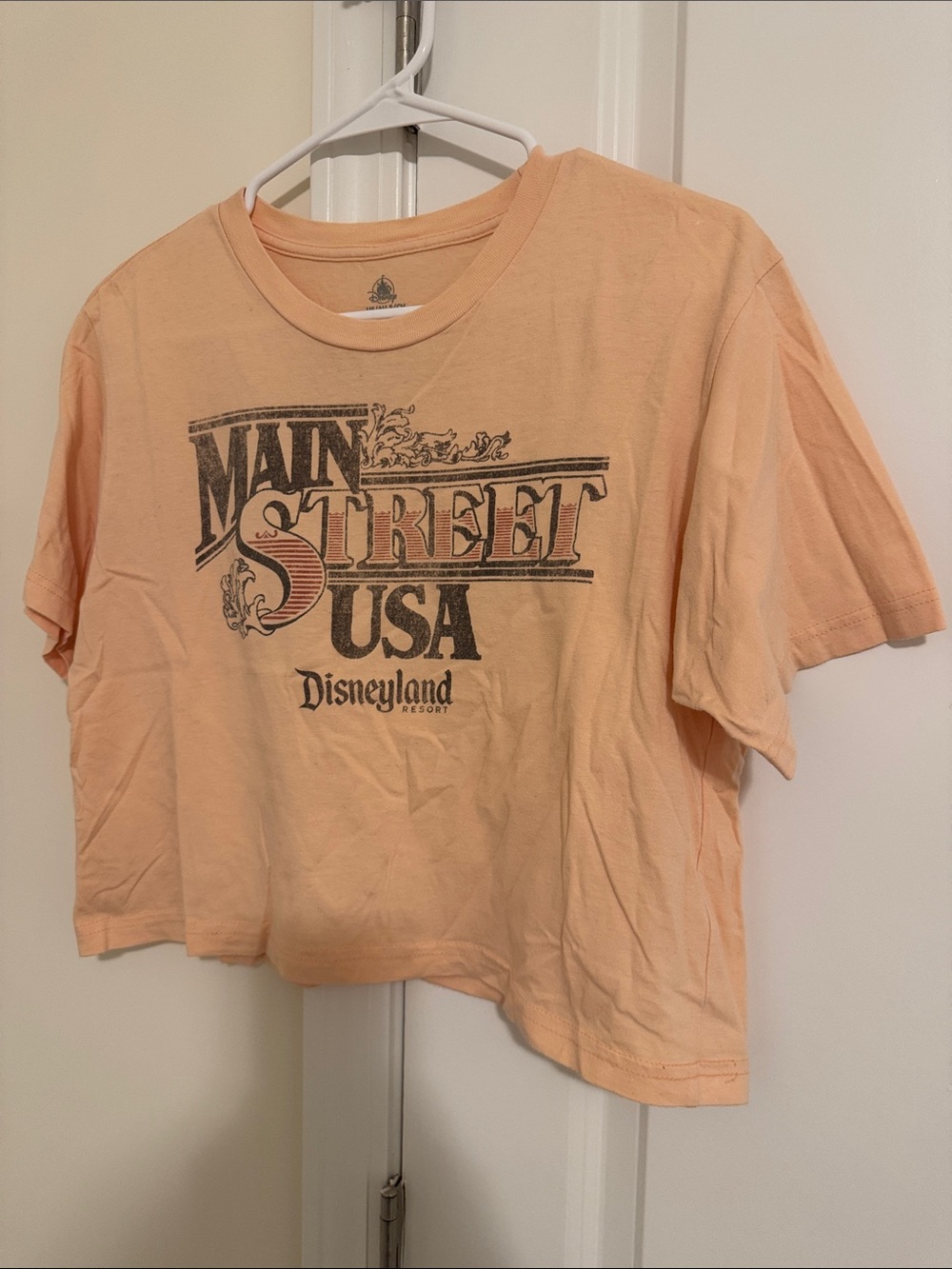 Disney Parks Disneyland Main Street USA Peach Cropped Graphic Tee